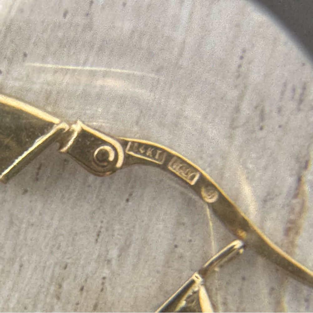 Solid 14K yellow gold flat hoop earrings, made in Italy - Picture 8 of 11